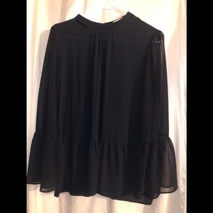 Loft Navy Blue long sleeve blouse, size Large